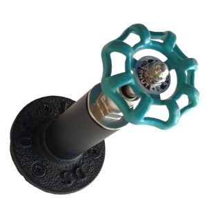 patere grande rallonge noire sur vanne bleue